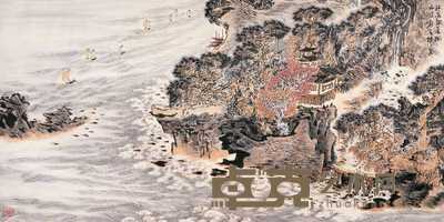 陈幼华 2006年作 江边论道图 镜心 67×135cm